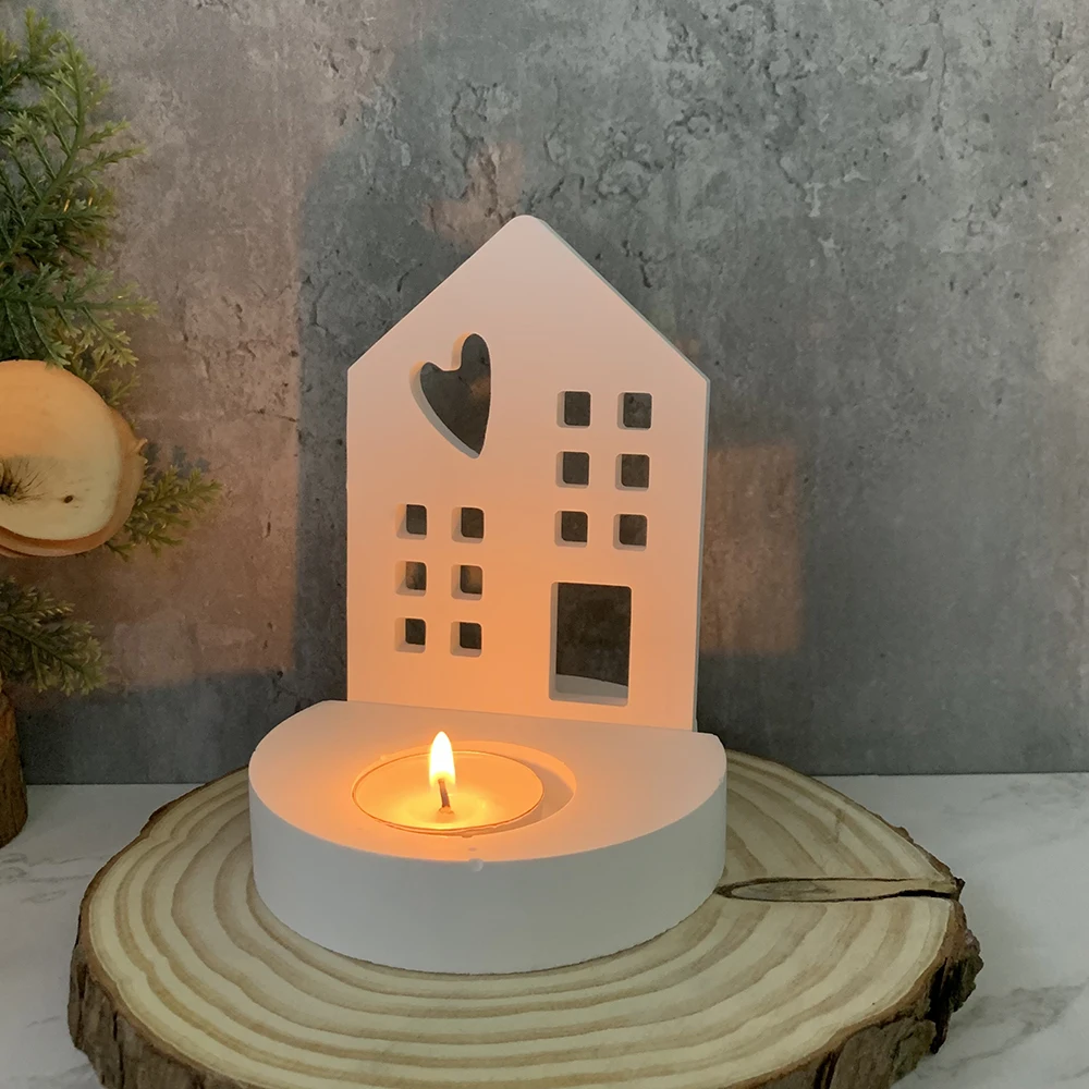 Liebe Haus Ornamente Silikon form Kerzenhalter Basis Silikon form DIY Zement Gips Wohnkultur Schimmel Harz Formen