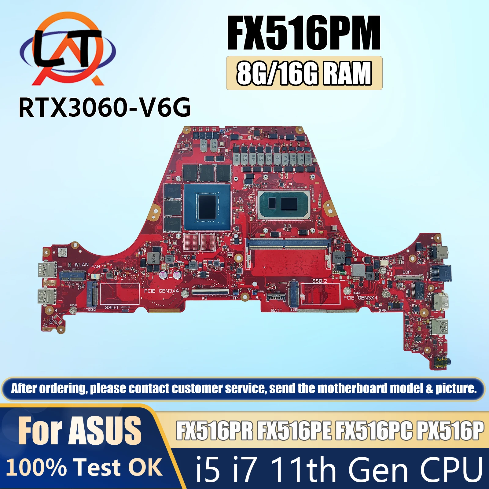 FX516PR Laptop Motherboard For ASUS TUF F15 FX516PM FX516PE FX516PM PX516P I5-11300H I7-11370H RTX3070 Mainboard