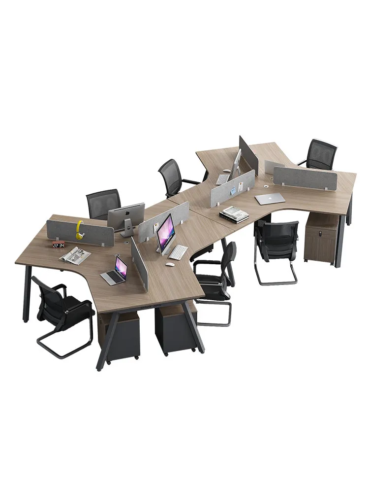 #Creative Office Desk Chair Set Minimalist Modern Design Irregular-Shaped Workstations 6-Person 3-Person Configurations