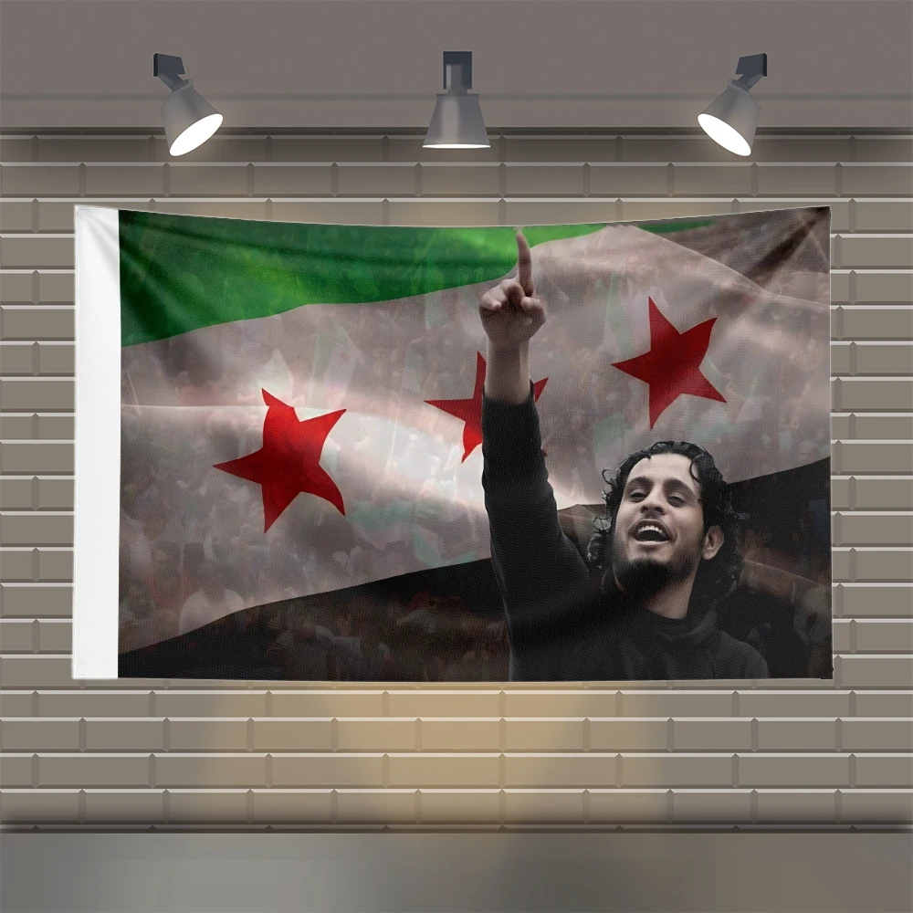 3X5FT Free Syrian Flag Syrian Arab Republic Syrian Three Star Flag Flagpole Revolution Flag Pole Home Garage Decoration Syrian F