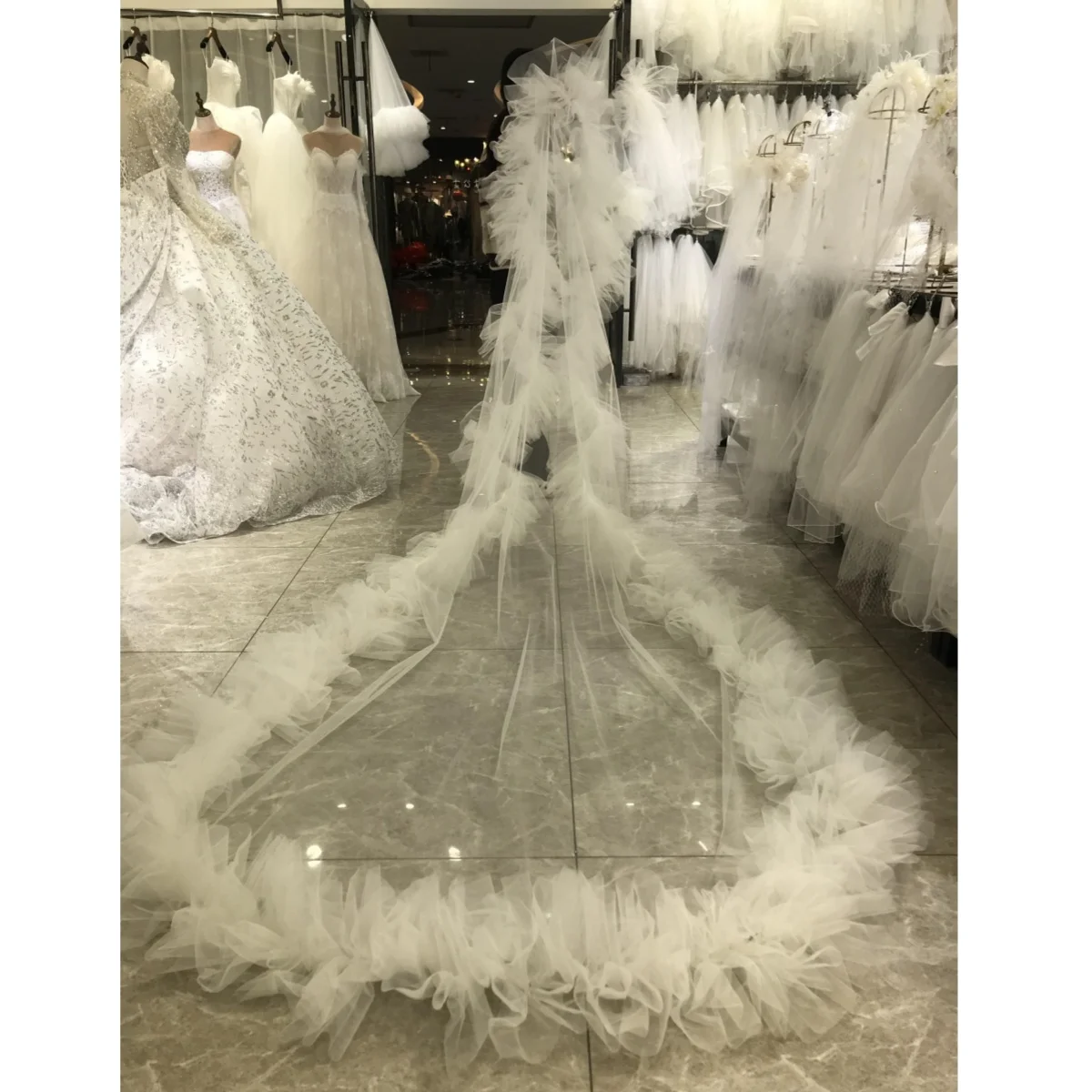 

kisswhite high quality puffy pleated bridal veils 3x3 meters bridal veil 2025