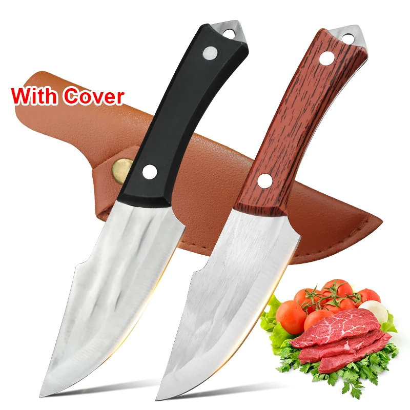 Stainless Steel Boning Knife Hand-forged Kitchen Butcher Meat Cleaver with Cover Plastic Handle Professional Cooking Knife