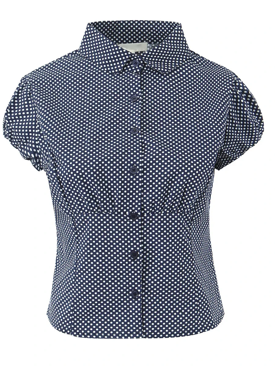 TWOTWINSTYLE Hotsweet Dot Print Set a due pezzi per donna Camicia slim a maniche corte con risvolto Vita alta Gonna con fiocco impiombato Abito femminile