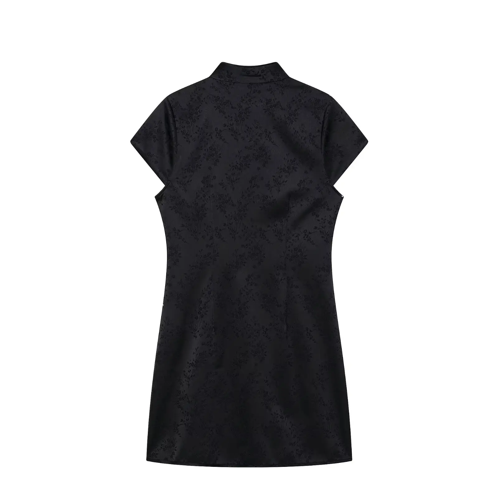 HH Elegantes Blumen-Jacquard Cheongsam Kleid Damen Stehkragen Kurzarm Qipao Minikleid Sommer Party Festival Freizeitkleidung – Detail 3
