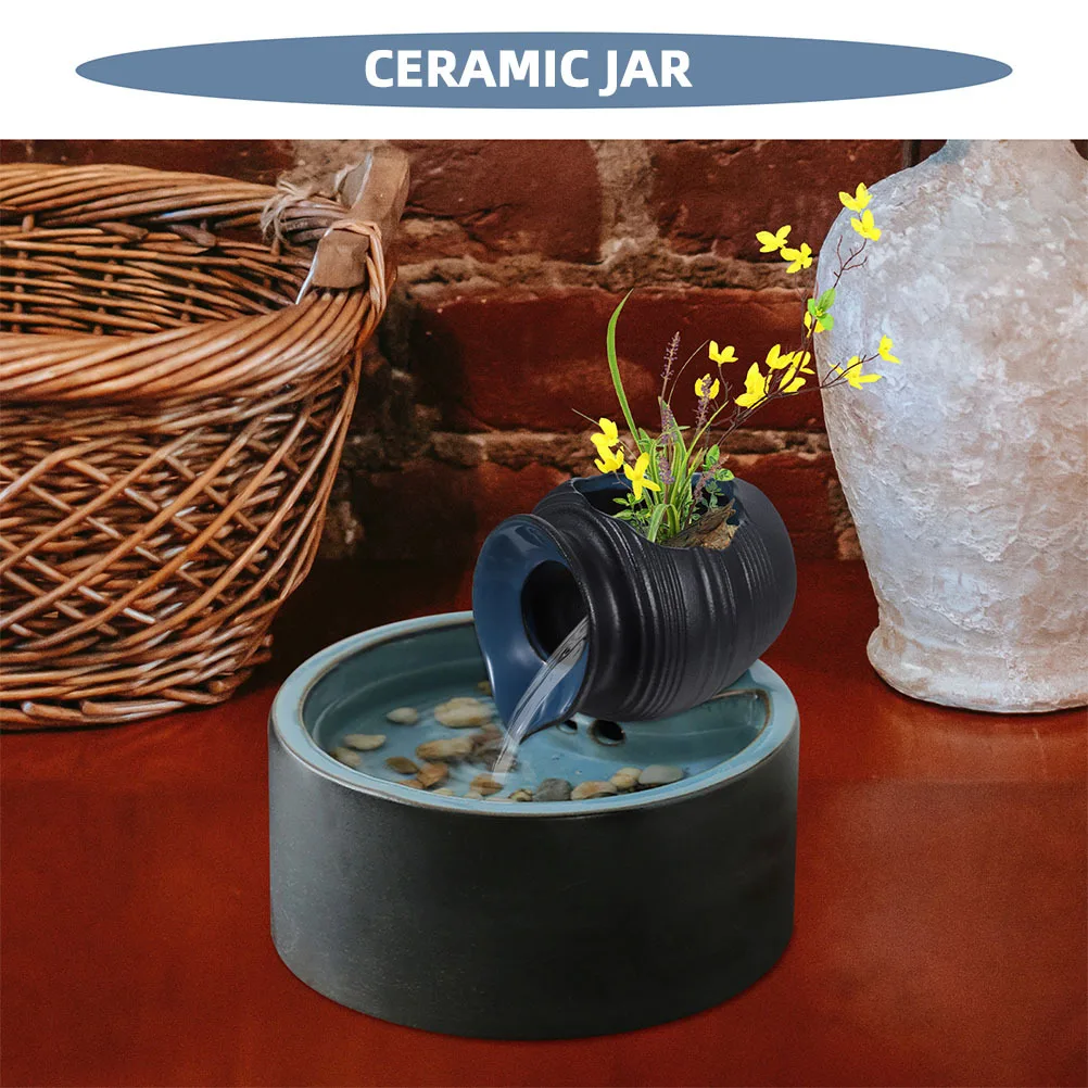 جرة سيراميك شلال متداولة لحفظ الأسماك ديكور فني قديم مع صناعة متقنة الأكسجين تعزيز ترشيح المياه
