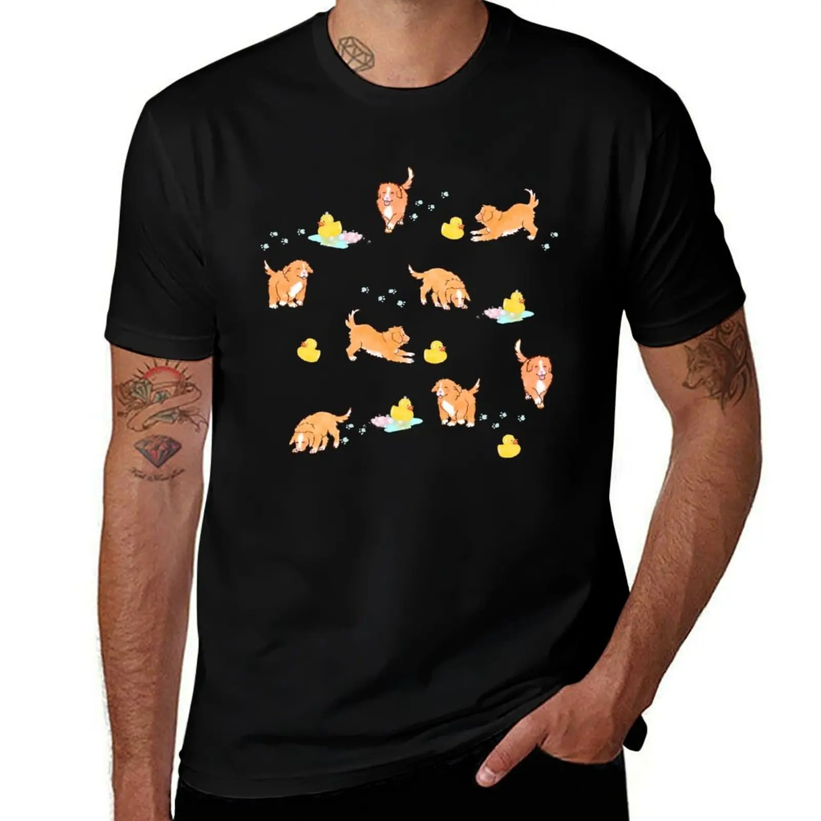 Toller Puppies and Rubber Duckies - Camiseta color crema, camiseta informal resistente para el trabajo