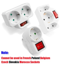 EU Electrical Sockets With ON/OFF Switch Euro Surface-Mounted 1 To 2/3 Way Germany Standard Extensions Adapter Power Plug Socket