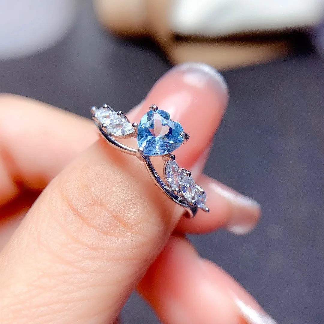 خاتم توباز طبيعي من الفضة النقية S925 توصيل مجاني مع شهادة، خاتم خطوبة، مجوهرات نسائية