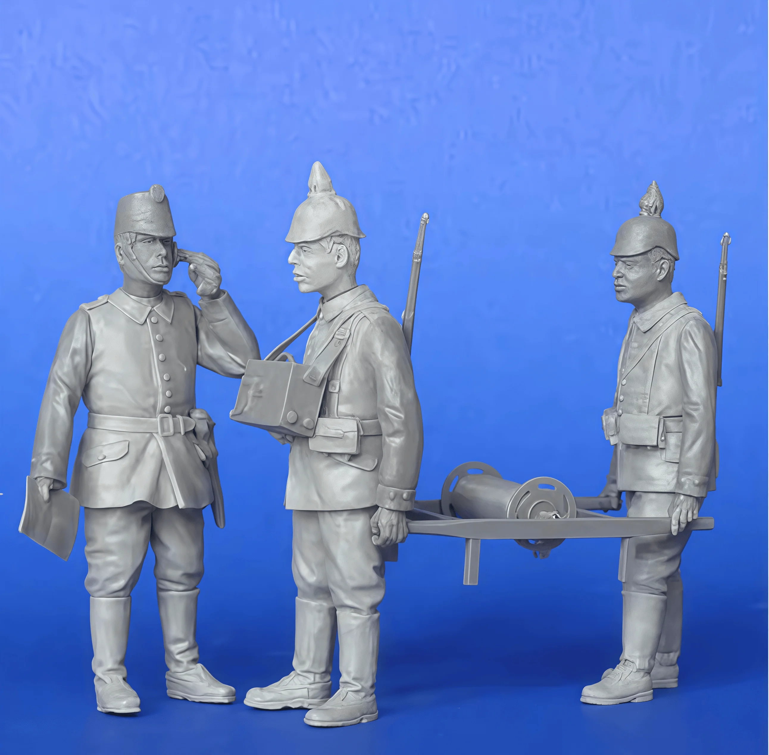

1: 35 Cast Resin Model GK, 3 Soldiers From World War I, Unpainted and Needs To Be Assembled