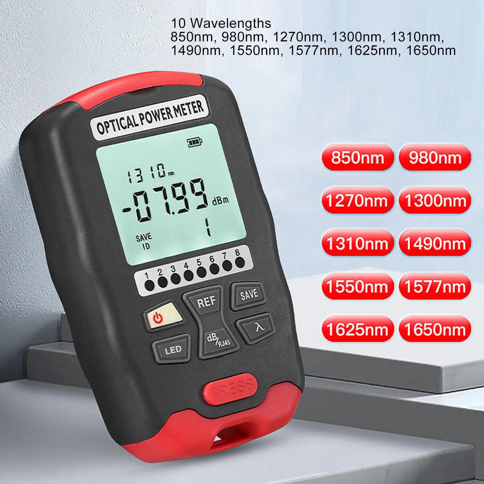 3-in-1 Mini Optical Power Meter - Low Power Consumption  Tester 850-1650nm with Lanyard for communication Use