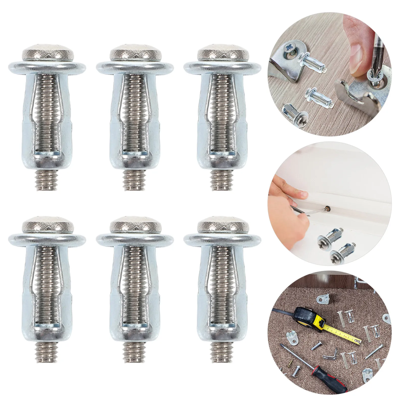 50Sets M4x20 Expansion Screw Petal Nut Hollow Door Anchor Metal Bolt Screws Drywall Wall Fixing Heavy Duty Expansion Head
