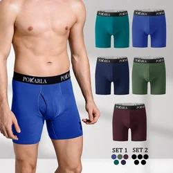 5pcs Men’s Cotton Boxer Shorts Open Fly U Pouch Soft Breathable Male Underwear Tagless Sexy Underpants Elastic Panties