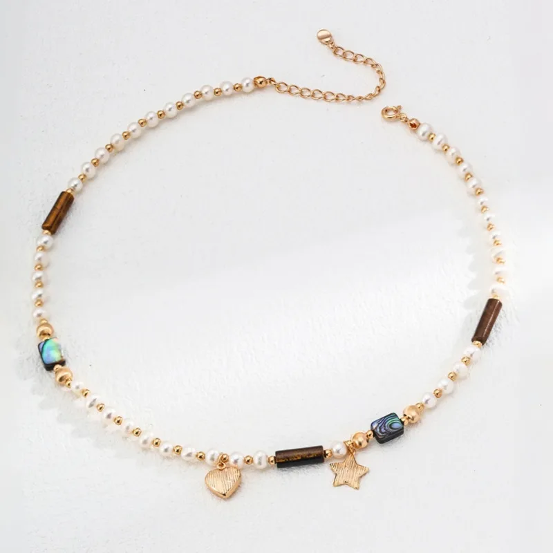 Pearl 925 Silver Multi Stone Beaded Strand Jewelry Sets With Layered Necklace And Bracelet For Women Dainty Trendy Star Her Gift