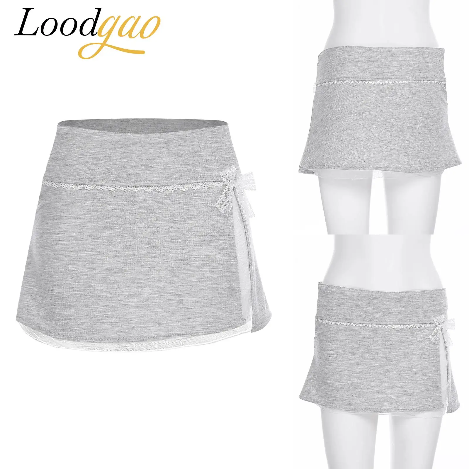 

Girls Hot Japanese Bow Slit A Line Skirt Preppy Style Lace Patchwork Women Mini Skirts Sexy Bowknot Hip Skirt Women Clothes