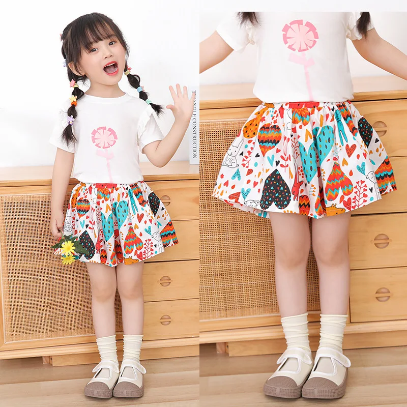 New Baby Girls Flower Culottes Sweet New Children's Floral Wide-Leg Beach Pants Kids Girls Mini Shorts Infantil Menina