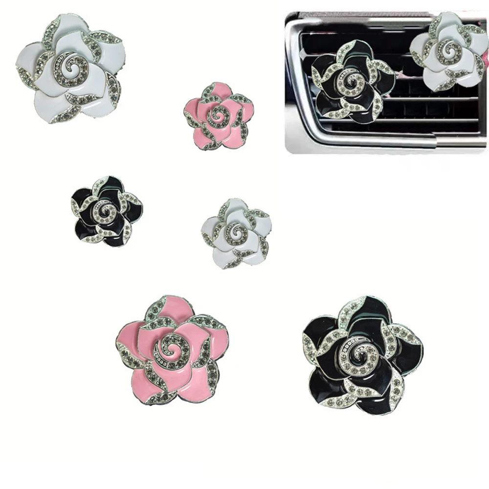 

Alloy Camellia Car Air Vent Clip - Floral Aroma Diffuser with Fragrance Pads - Elegant Air Freshener Car Decor