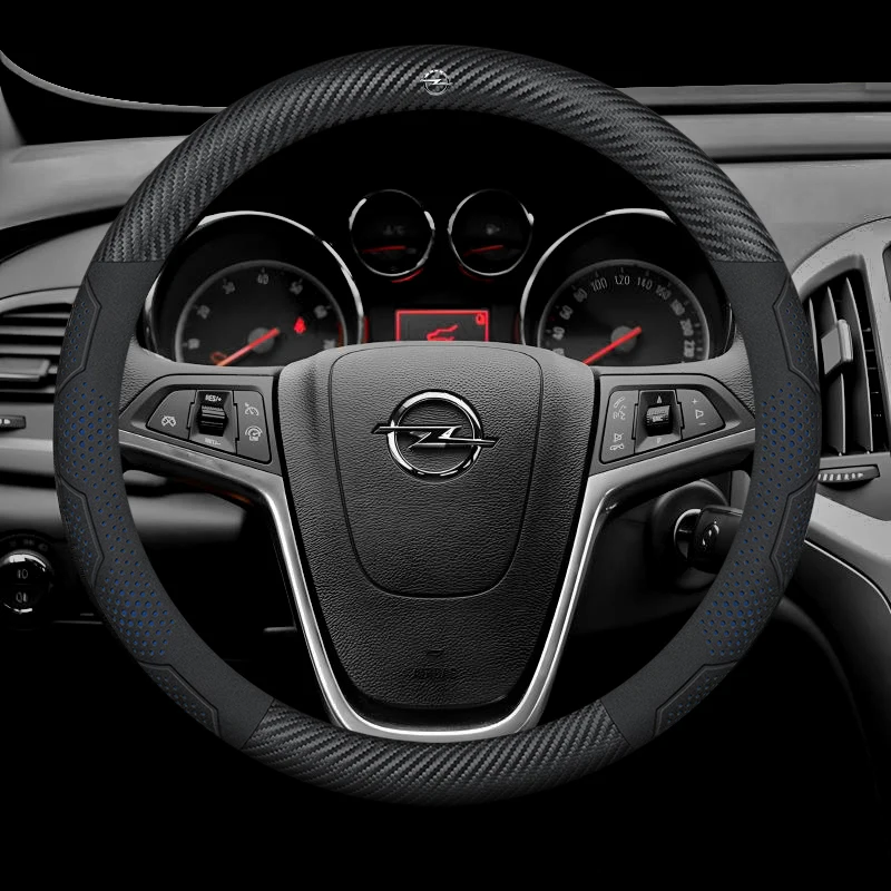 For Opel OPCline ASTRA CORSA INSIGNIA MOKKA VECTRA GTC Tigra Carbon fiber Suede Leather Car Steering Wheel Cover Accessories - view 2