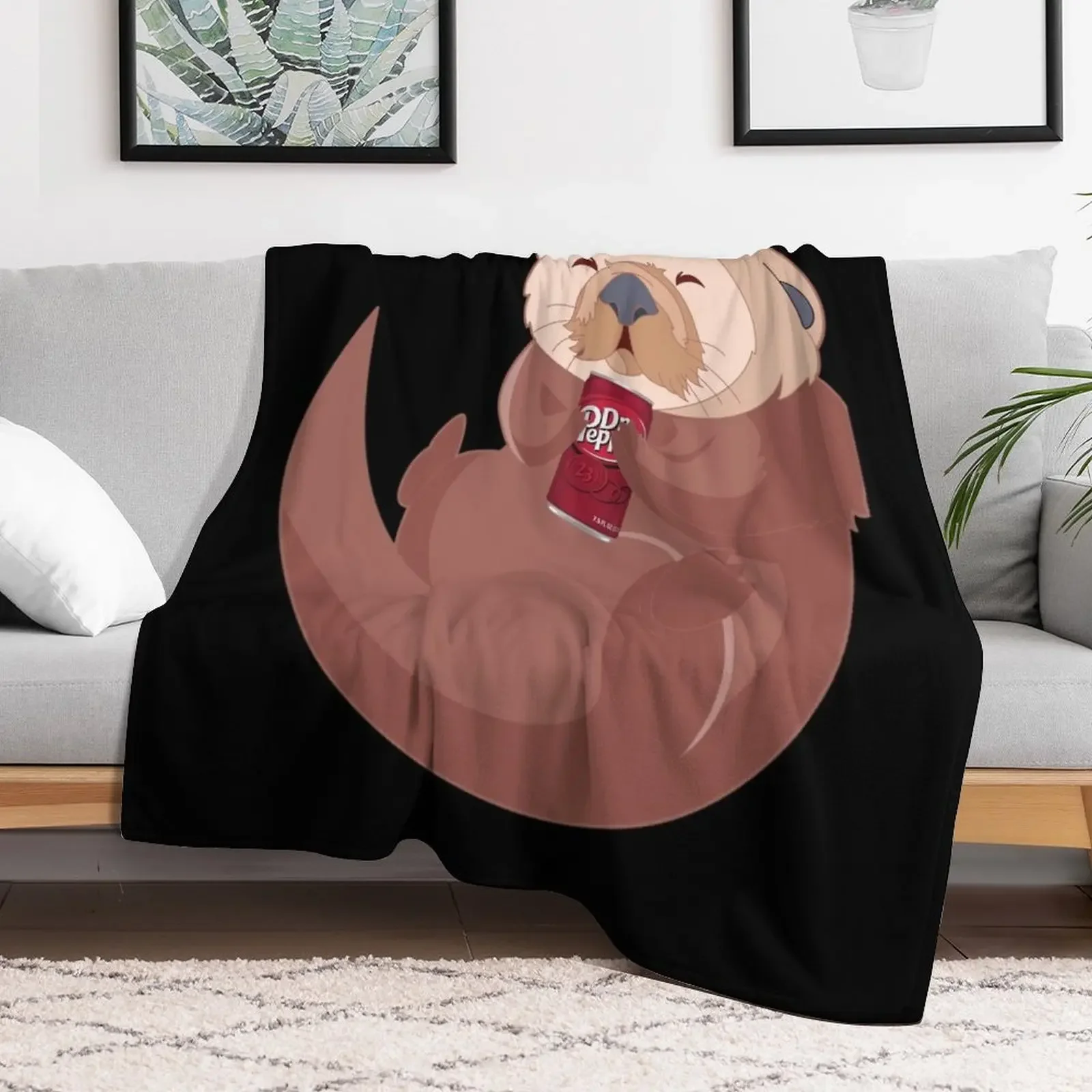 Otter + Dr. Pepper \t \t Throw Blanket Travel Hairys Blankets Sofas Of Decoration Blankets