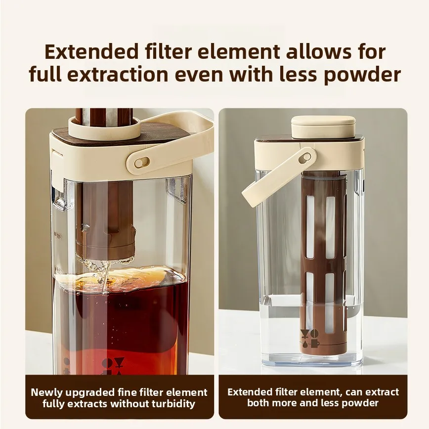 Large Capacity Food Grade Cold Brew Coffee Pot Iced Fruit Tea Maker Household Water Pitcher Leakproof Beverage Brewing Bottle