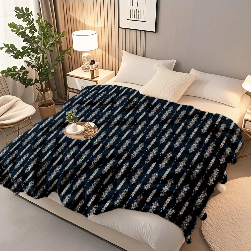 

Standard Flannel Cozy Blanket Elegant Geometric Pattern With Series Bohemian Reversible Blanket Quilt Lightweight Hypoallergenic