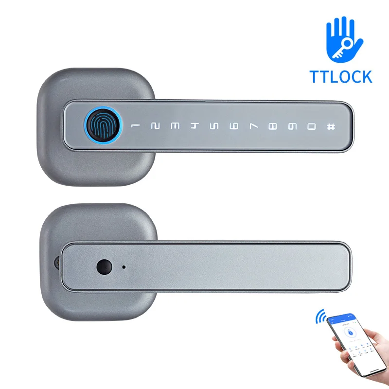 Приложение TTLock, умный пароль от отпечатка пальца, RFID IC-карта, ручка с одной защелкой, замок, засов для внутреннего дома, деревянная металлическая дверь