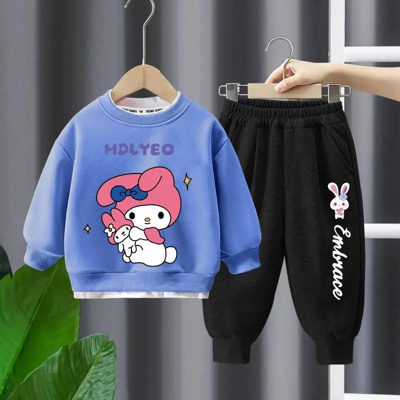 Autumn Winter New Children\'s Clothing Sets Cute Melody Print Girls Pullover Top and Long Pant Two Piece Baby Kids Sweatsuits