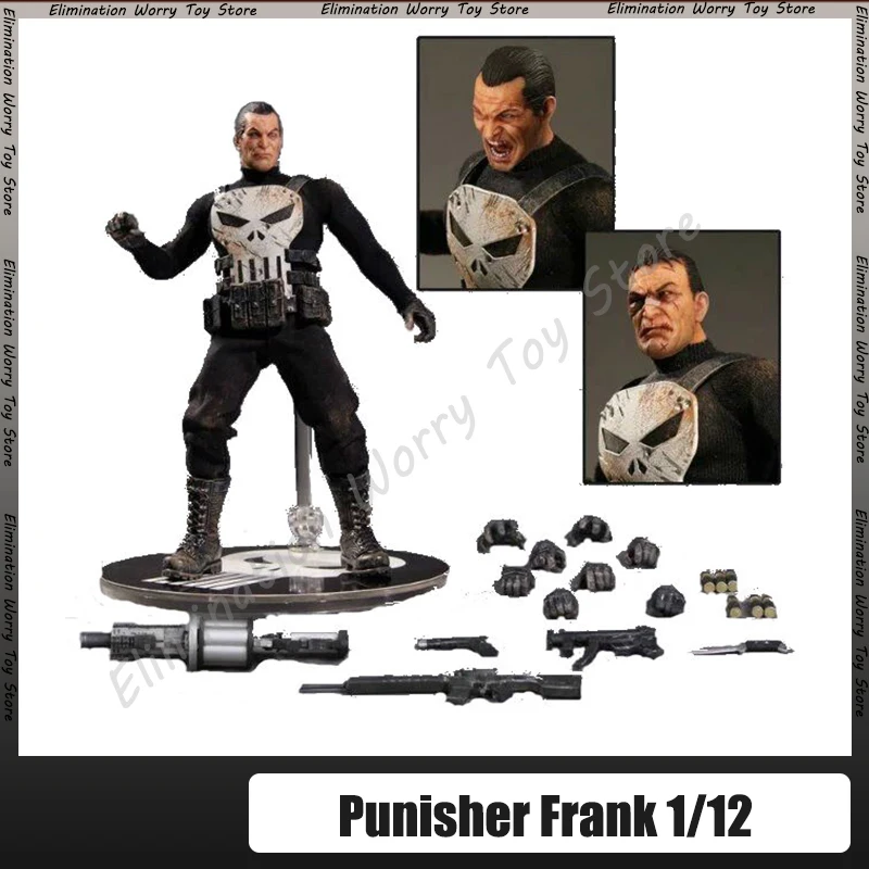 Figura de acción de Marvel MEZCO 1/12, Punisher Frank Castle, traje de batalla, agente de escudo de armadura, soldado KO, one:12, modelo de cómic, Juguetes