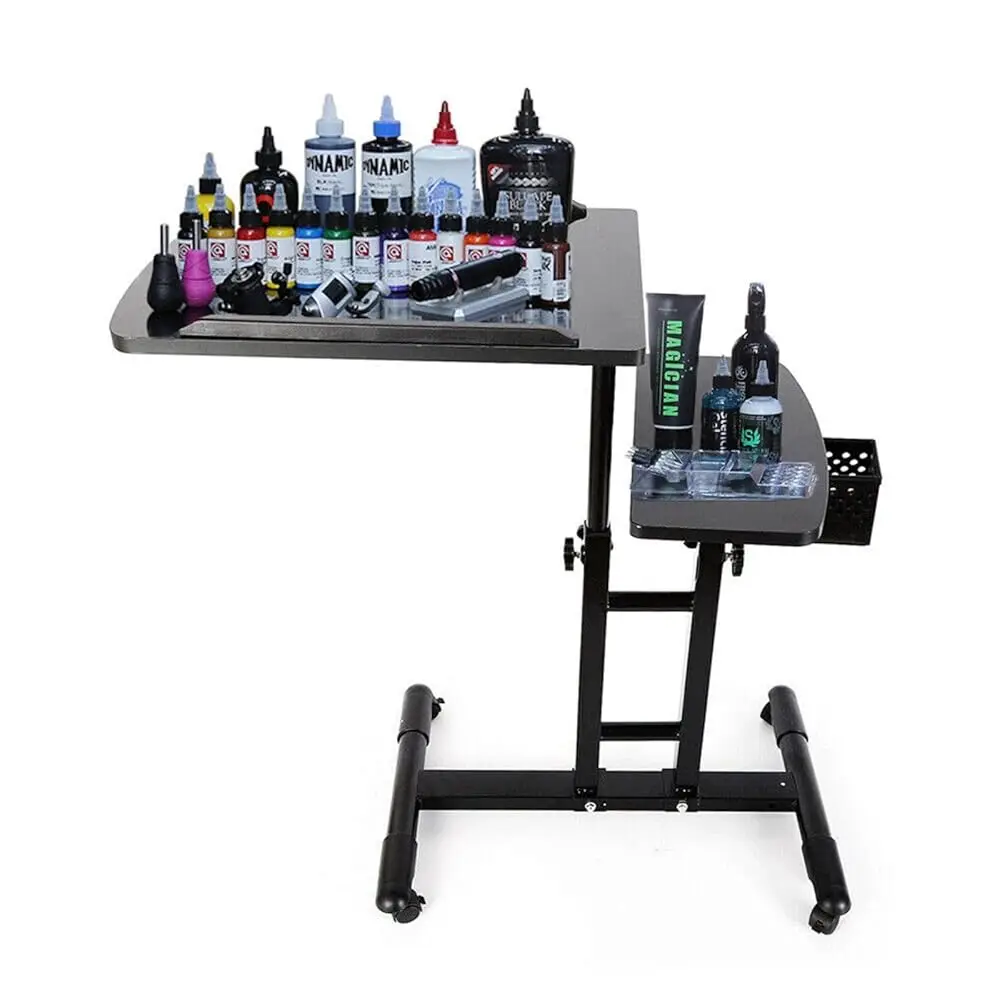 

Tattoo Workstation, Double-Top Tattoo Arm Rest Stand Table, Portable And Adjustable Large Tattoo Tray Mobile Workstation