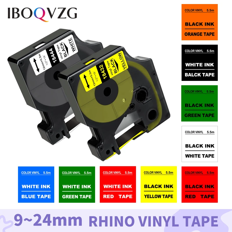 9/12/19/24mm 18431 Compatible Dymo Rhino Vinyl Label 18443 18432 18444 18433 18445 1805431 for Dymo Rhino 4200 5000 5200 6000