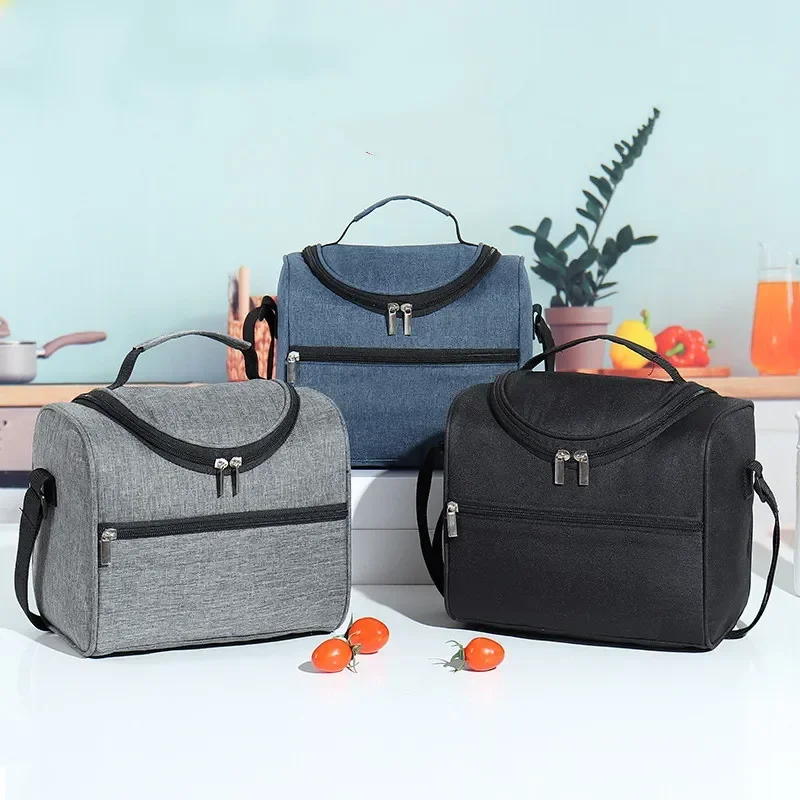 Large Capacity Lunch Bags Square Thermal Portable Cooler Bag Insulated Food Bags for Work School Picnic Bento Bags with Zipper