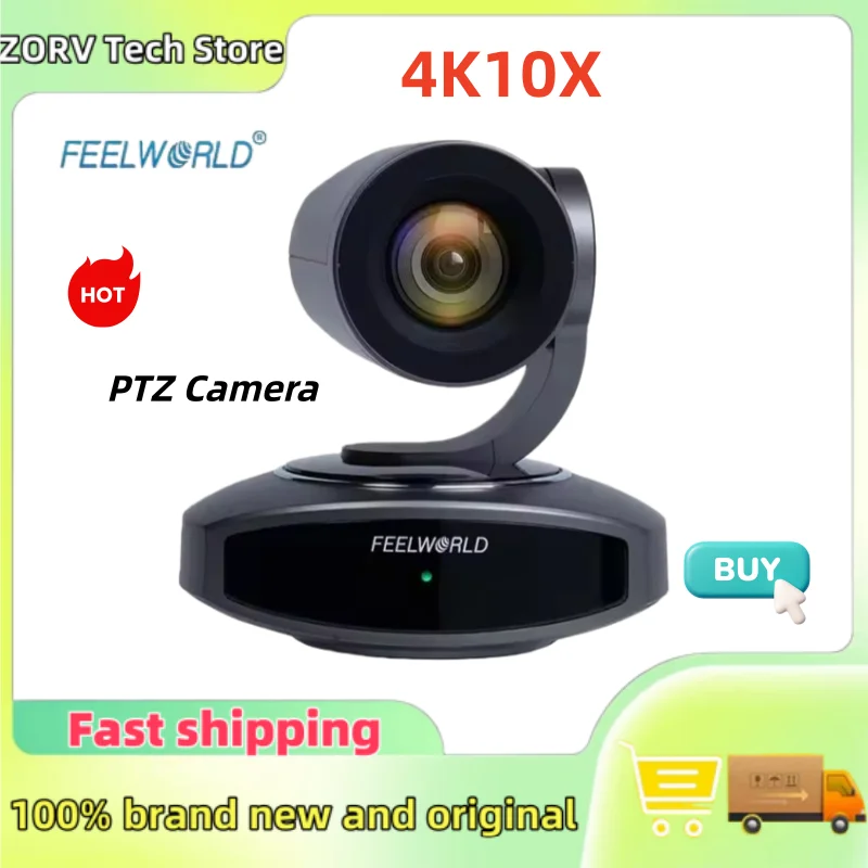 

FEELWORLD 4K10X 4K PTZ-камера 10-кратный оптический зум AI-отслеживание HDMI-совместимый USB IP-пульт дистанционного управления Автофокус Поддержка POE