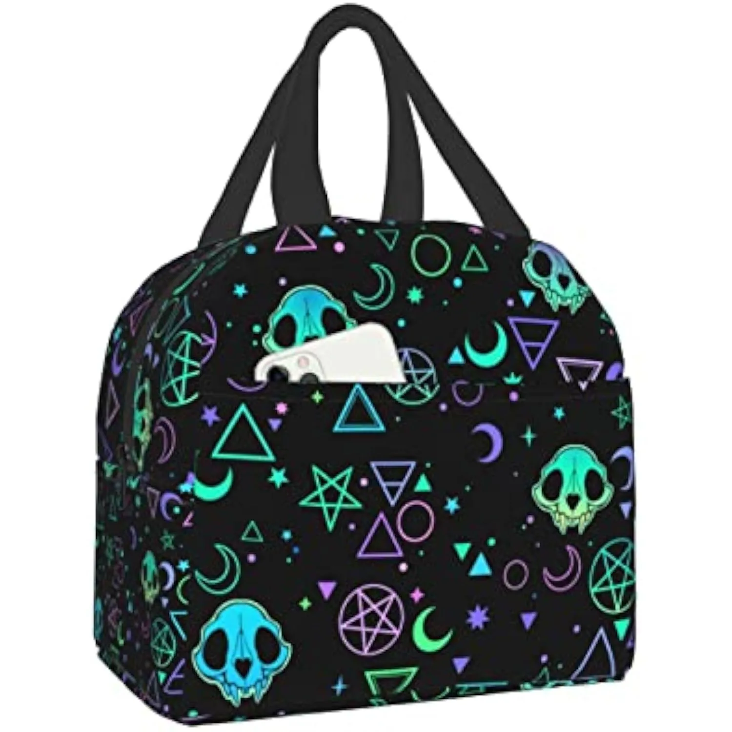 Magic Skulls Witchcraft Insulated Lunch Bag Reusable Meal Container For School Work Travel Picnic