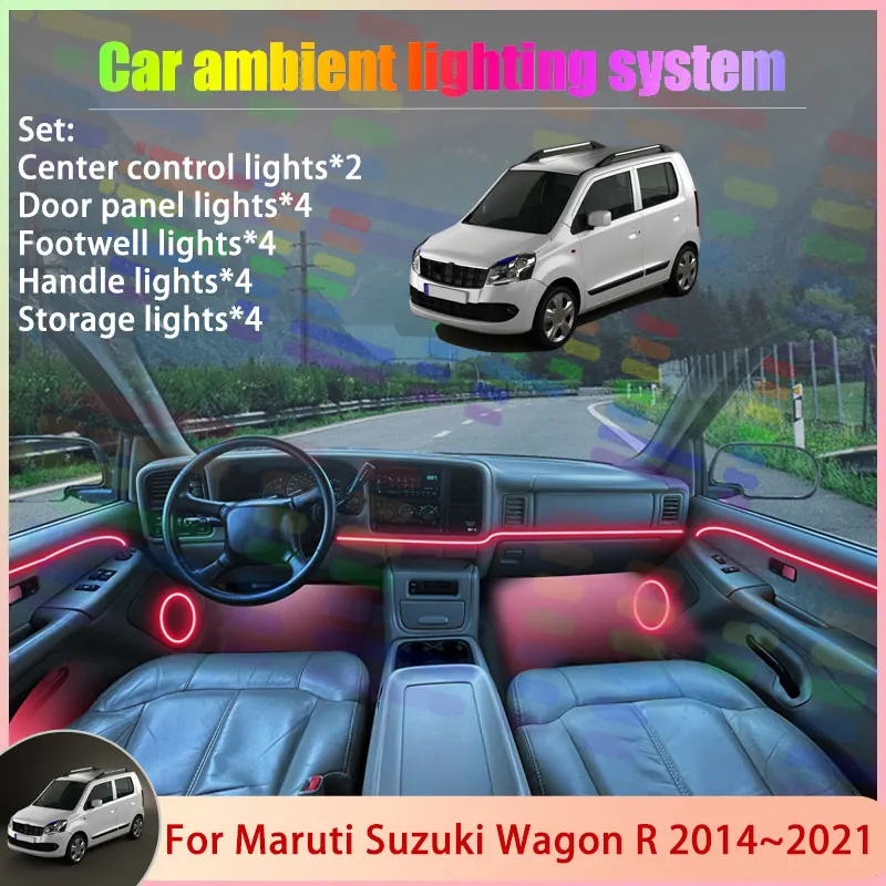 

For Maruti Suzuki Wagon R MK2 2014~2021 Karimun 2/18 in 1 Car Atmosphere Light Lamp RGB Shade Ensemble Streamer Atmosphere Set