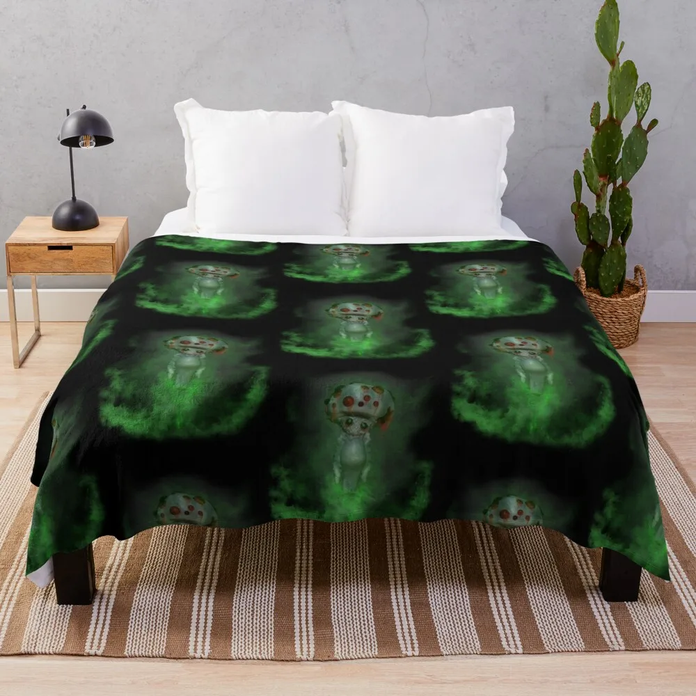 spooky bleeding tooth mushroom Throw Blanket sofa bed Furry For Decorative Sofa Blankets