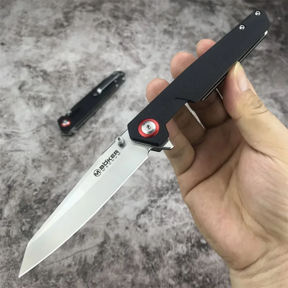 Cuchillo plegable para exteriores Boker de alta calidad, con hoja Tanto 440B, mango G10, herramienta multifuncional EDC para camping y caza.