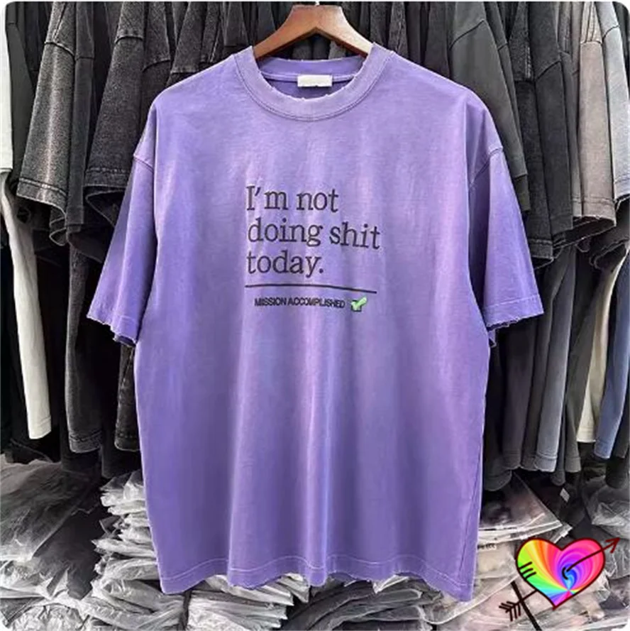 2024 Purple Tie Dye I Am Not Doing T-shirt Men Women Oversized Fit Tee High Quality Tops Vintage Short Sleeve