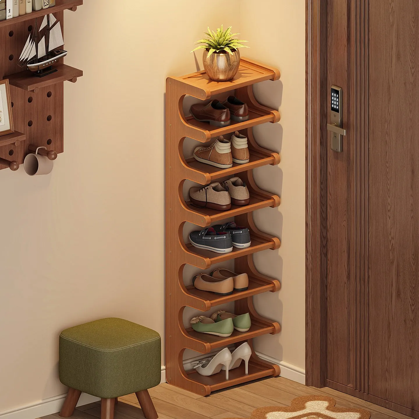 Space Saving Narrow Shoe Rack Multi-Layer for Doorway Corner Dormitory Entryway Storage
