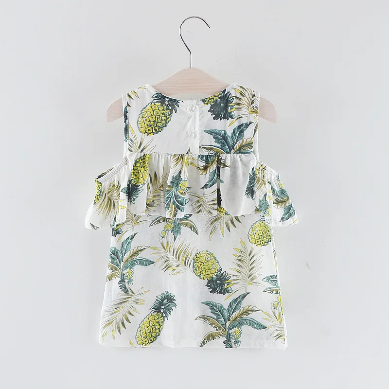 Summer Fashion Breathable Fruit Printed Sleeveless Toddler Dress Korean Style Casual Straight Baby Girl Beach Dress