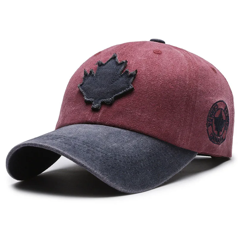 Unisex Washed Cotton Vintage Cap Canada Big Maple Leaf  Baseball Cap Men And Women Outdoor Sports Hats