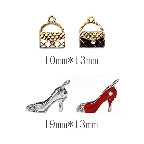 10pcs Black White Ladies Handbag Red High Heel Shoes Charm For DIY Jewelry Bracelet Necklace Earrings Hand Making Accesorries