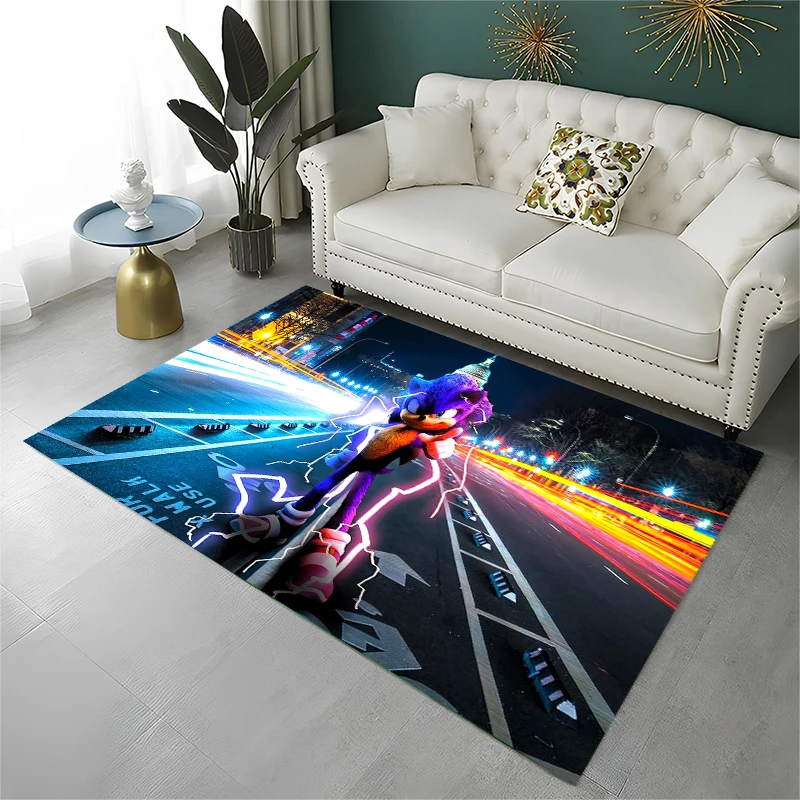 HD Retro Game S-Sonic Cartoon Non-Slip Area Rug for Living Room Bedroom Playroom,Decorative Carpet Floor Mat Home Decor Holiday