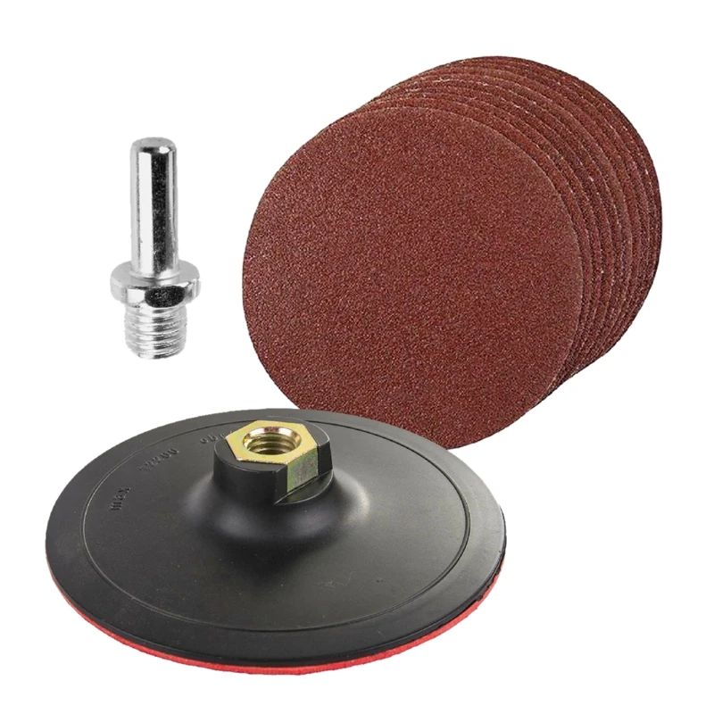 

10-Piece Round Sanding Set With Padded And Drilled Adapter For Mixed Gravel Shackle 125Mm Sand Disc