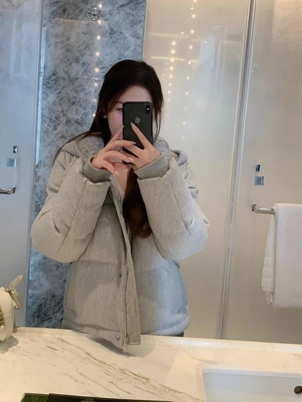 

Korean Sle Lazy ey Comfortable Hooded Cotton Jaet Women Winter Casual Thi Warm Cotton Coat Fem New Winter Model