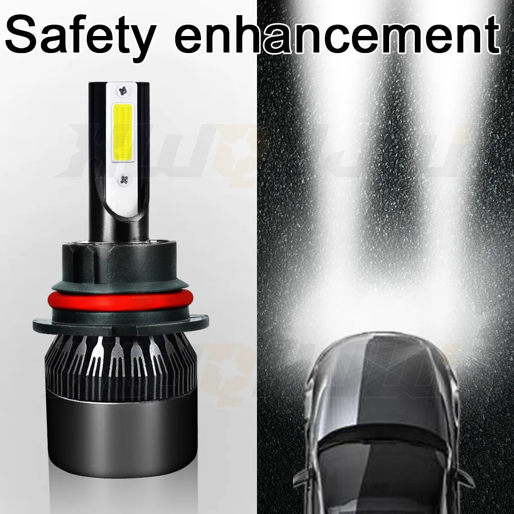 

XWQHJW 2PCS Car lights 9007 Super Bright LED Headlights High Low Beam Fog Light Bulb White 6000K Minisize Car accsesories