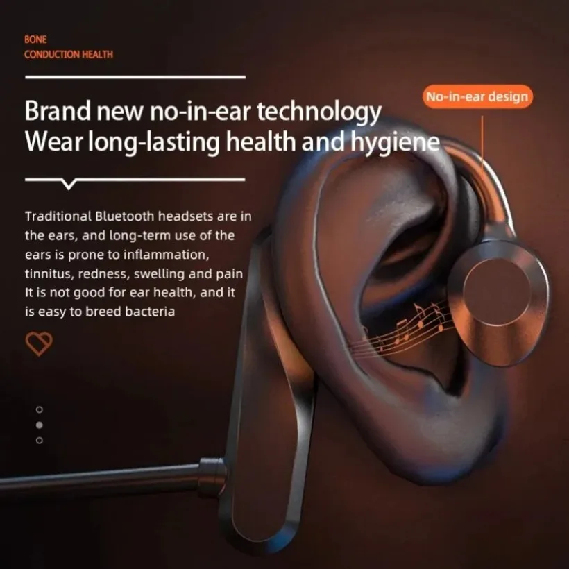 K69 Bone Conduction Earphones Bluetooth Hifi Music Headphones Sport Ear-hook Wireless Headsets with Mic Waterproof Earbuds image 3
