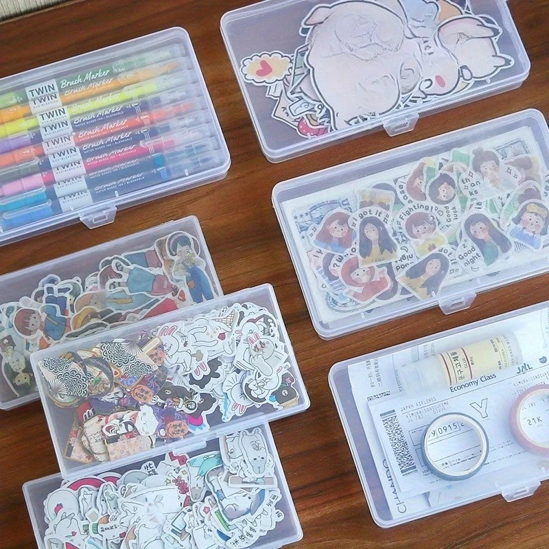 3pcs Clear Plastic Storage Box-Portable Organizer for Beads,Stationery Stickers Crafts &Small Hardware| Ideal for Christmas