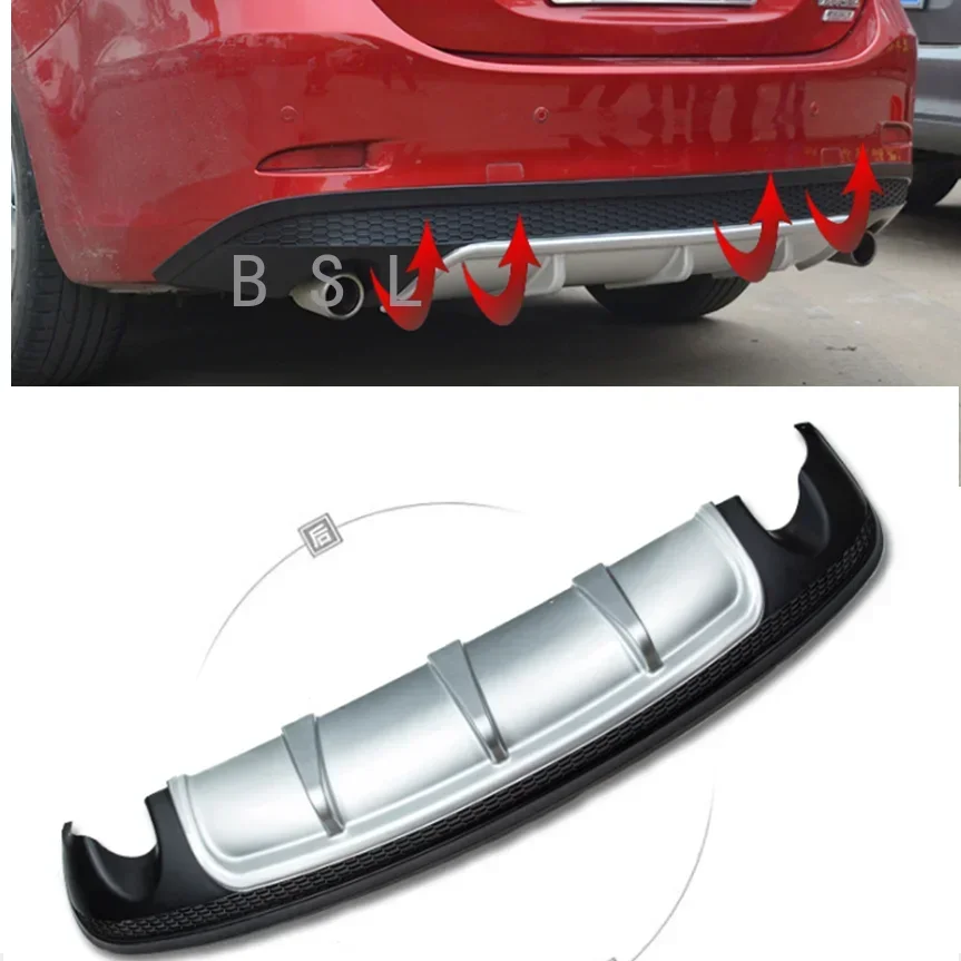 

For Mazda 6 M6 Atenza 2014- 2018 ABS Plastic Sliver Rear Diffuser Bumper Guard Protector Skid Plate Bumper Cover Trim