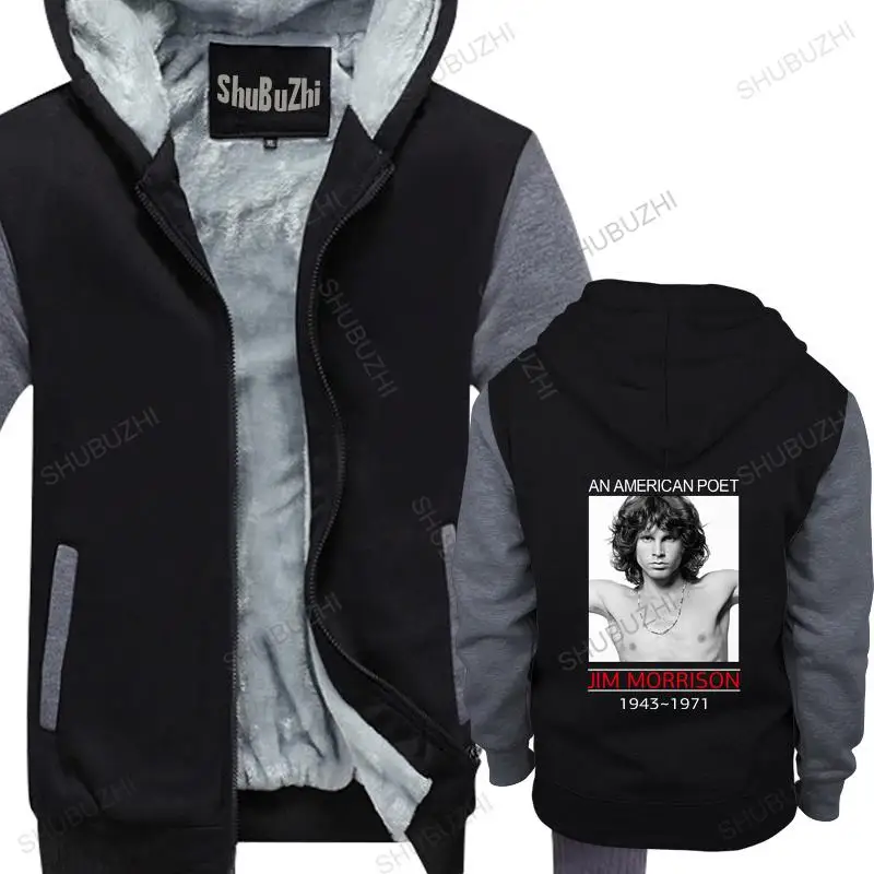 

warm coat men fleece hoody Jim Morrison Fan hoodies Music coat Mens men winter sweatshirt drop shipping