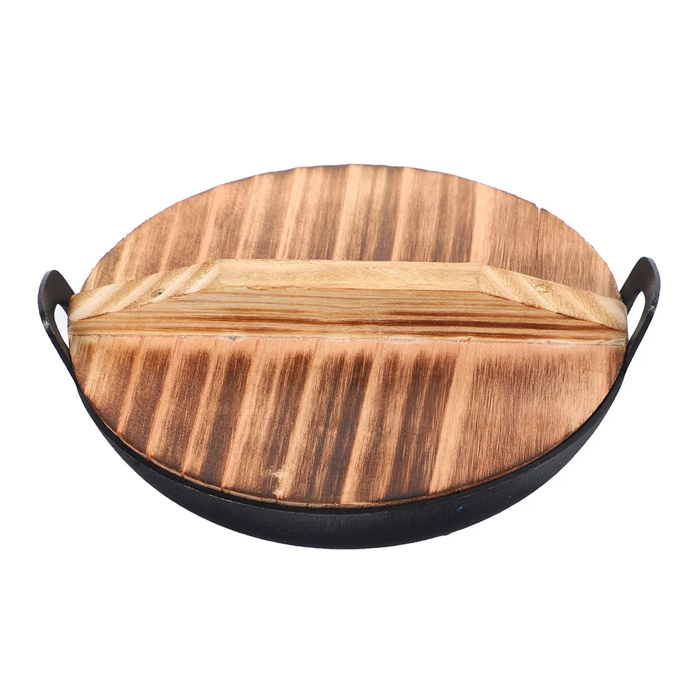 ミニ鉄製中華鍋 ダブルハンドル蓋付き ミニチュア調理鍋 ごっこ遊びキッチンアクセサリー シミュレーション調理ツール 子供用