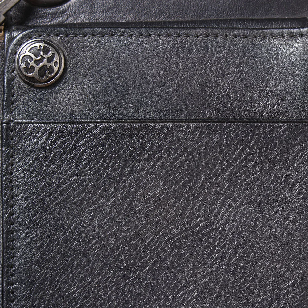 S.WORKER Echtes Vollnarbiges Rindsleder Langes Portemonnaie für Herren, Clutch mit mehreren Kartenfächern, Casual-Geldbörse mit Handgelenkschlaufe – Detail 24